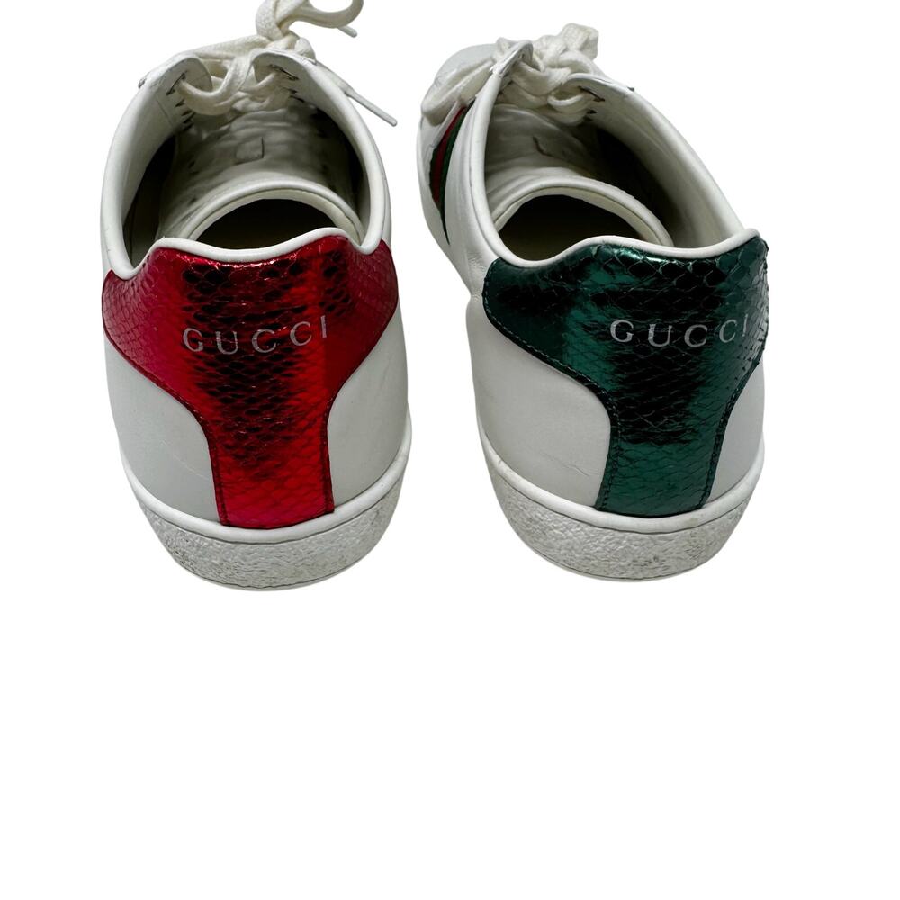 Gucci Ace Bee Sneakers White Leather Low Top EU 41 - Picture 6 of 11
